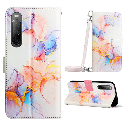 For Sony Xperia 10 V YB Pattern Printing Leather Series-6 Wallet Phone Cover PU Leather Marble Pattern  Stand Case