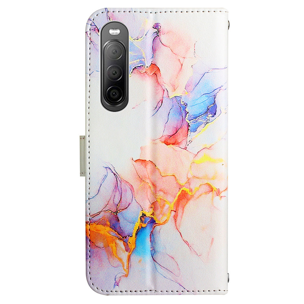 For Sony Xperia 10 V YB Pattern Printing Leather Series-6 Wallet Phone Cover PU Leather Marble Pattern  Stand Case