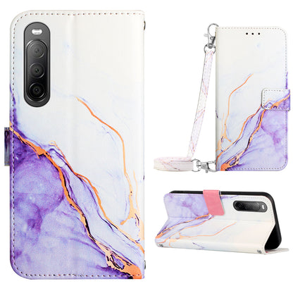 For Sony Xperia 10 V YB Pattern Printing Leather Series-6 Wallet Phone Cover PU Leather Marble Pattern  Stand Case