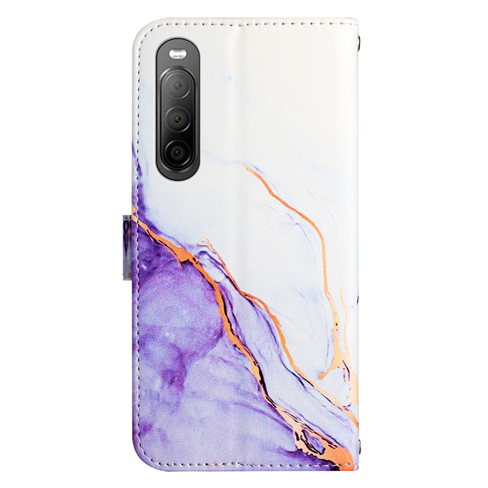 For Sony Xperia 10 V YB Pattern Printing Leather Series-6 Wallet Phone Cover PU Leather Marble Pattern  Stand Case