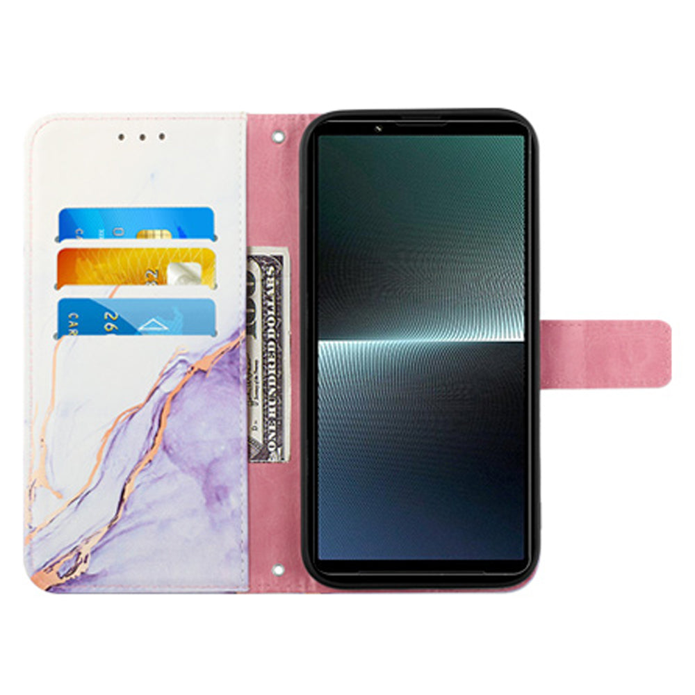 For Sony Xperia 10 V YB Pattern Printing Leather Series-6 Wallet Phone Cover PU Leather Marble Pattern  Stand Case