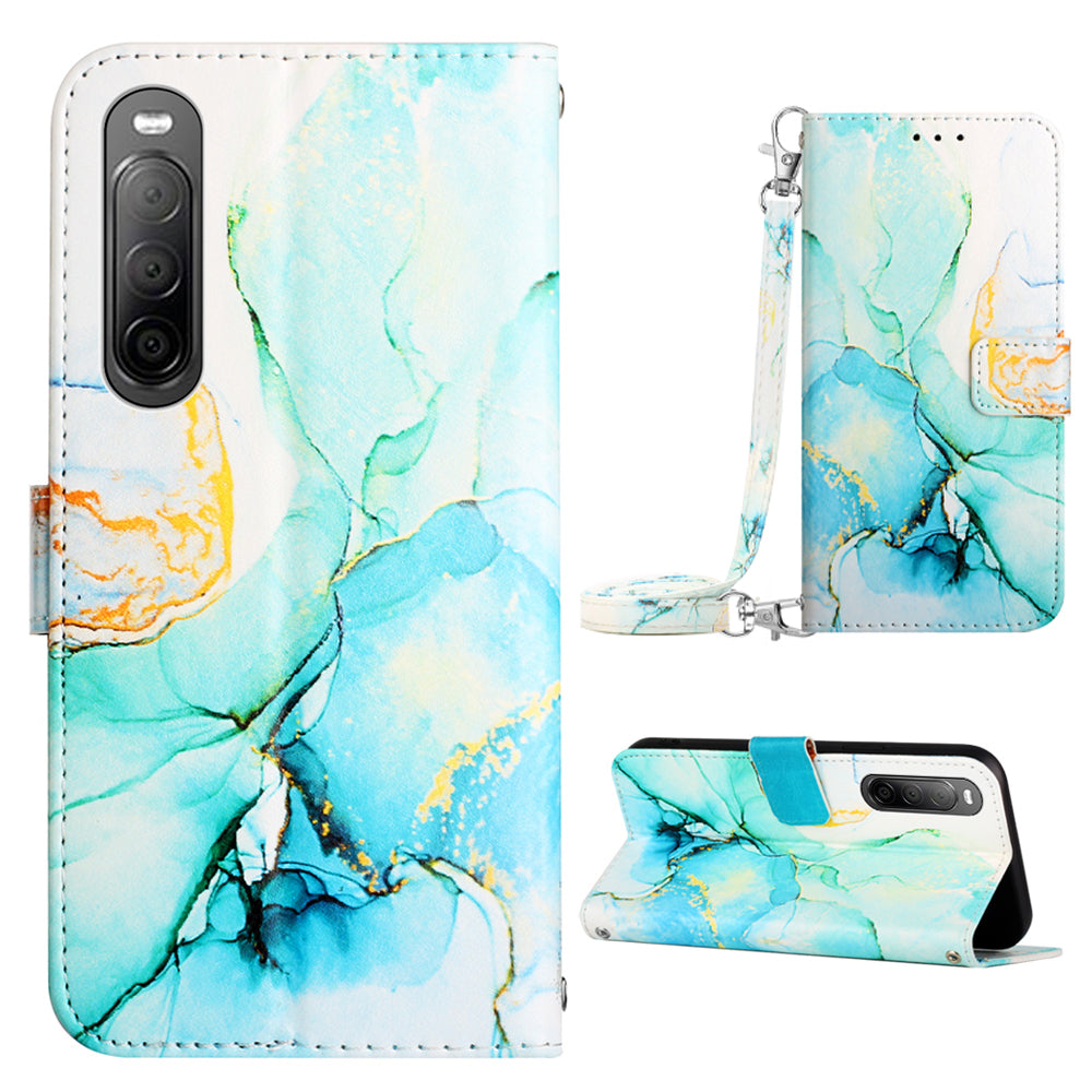 For Sony Xperia 10 V YB Pattern Printing Leather Series-6 Wallet Phone Cover PU Leather Marble Pattern  Stand Case