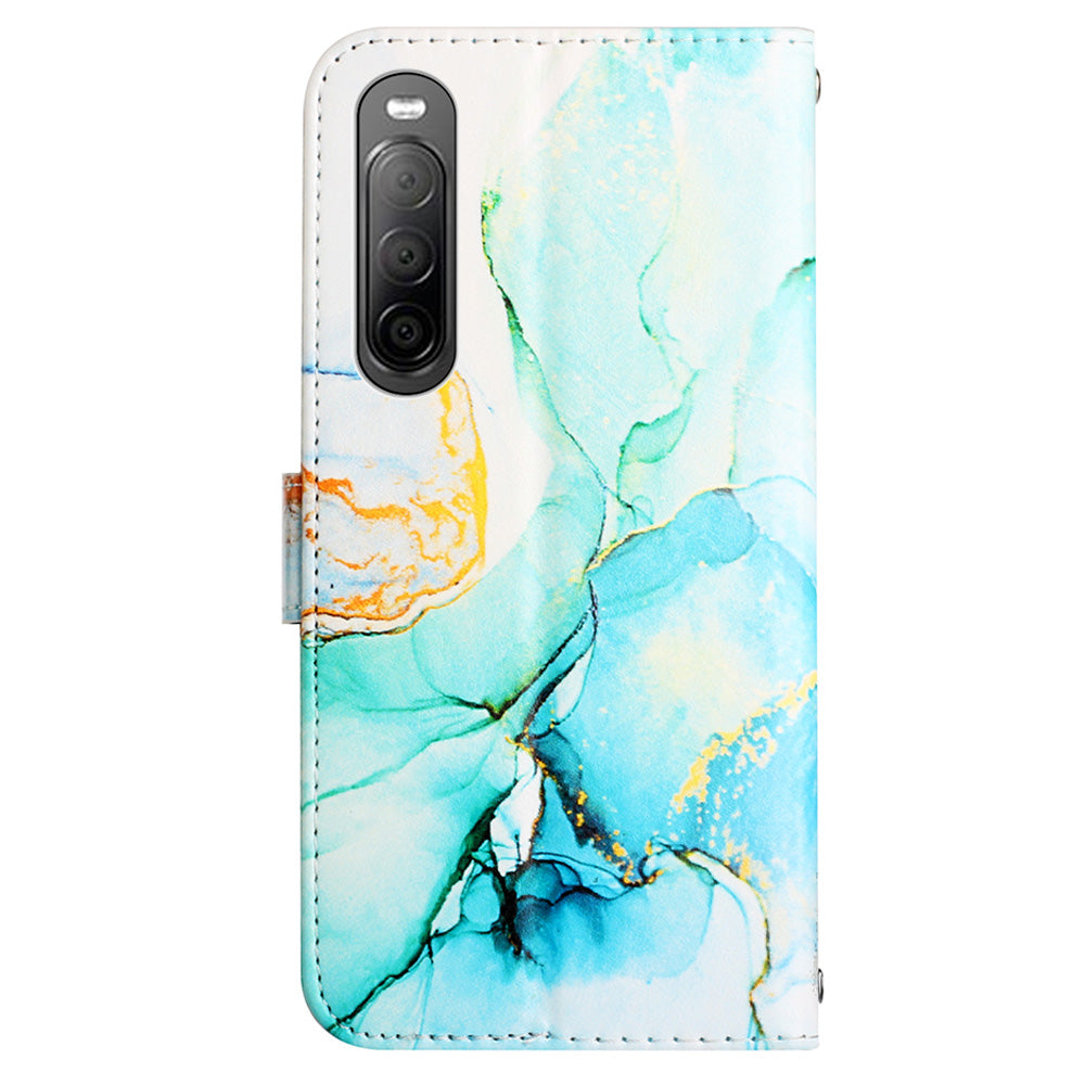For Sony Xperia 10 V YB Pattern Printing Leather Series-6 Wallet Phone Cover PU Leather Marble Pattern  Stand Case