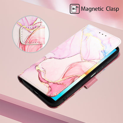 YB Pattern Printing Leather Series-5 for Sony Xperia 10 V Stand Wallet Phone Case Marble Pattern Phone Cover