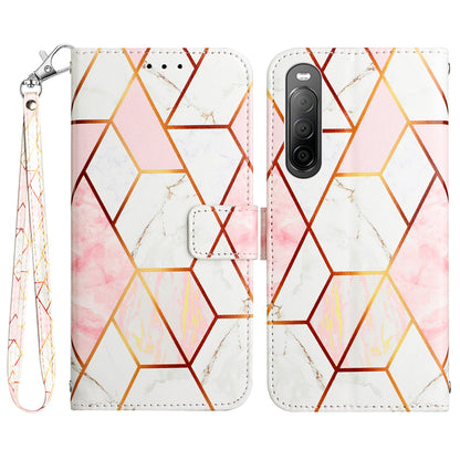 YB Pattern Printing Leather Series-5 for Sony Xperia 10 V Stand Wallet Phone Case Marble Pattern Phone Cover