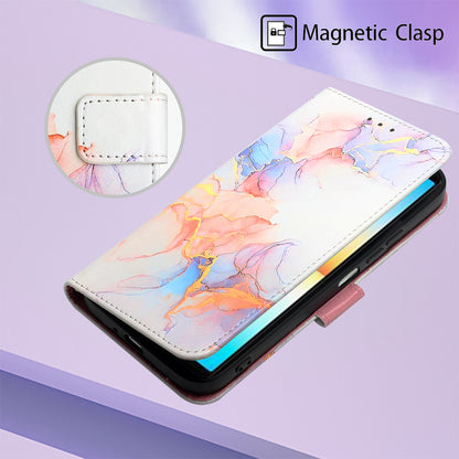 YB Pattern Printing Leather Series-5 for Sony Xperia 10 V Stand Wallet Phone Case Marble Pattern Phone Cover