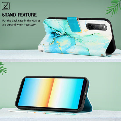 YB Pattern Printing Leather Series-5 for Sony Xperia 10 V Stand Wallet Phone Case Marble Pattern Phone Cover