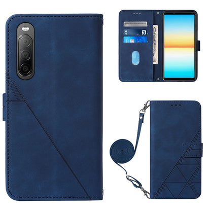 YB Imprinting Series-2 For Sony Xperia 10 V Phone Leather Case Wallet Stand Imprinted Line Cover
