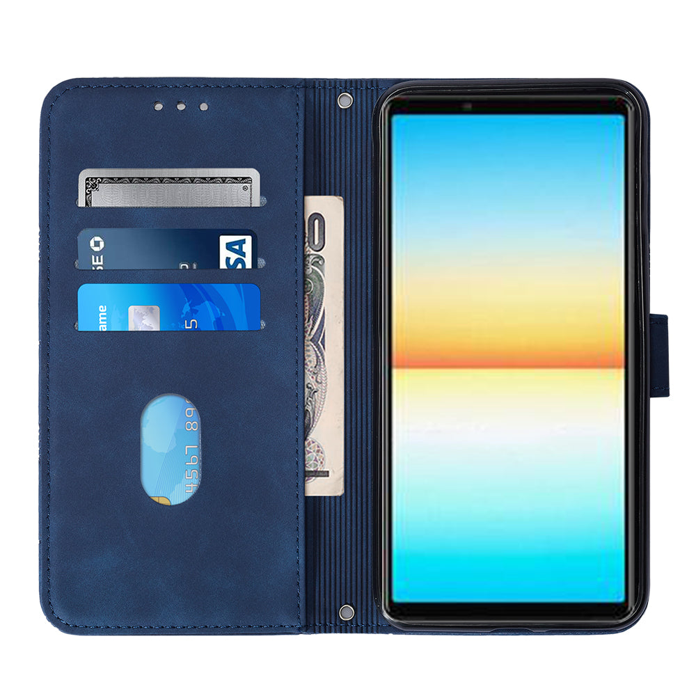 YB Imprinting Series-2 For Sony Xperia 10 V Phone Leather Case Wallet Stand Imprinted Line Cover