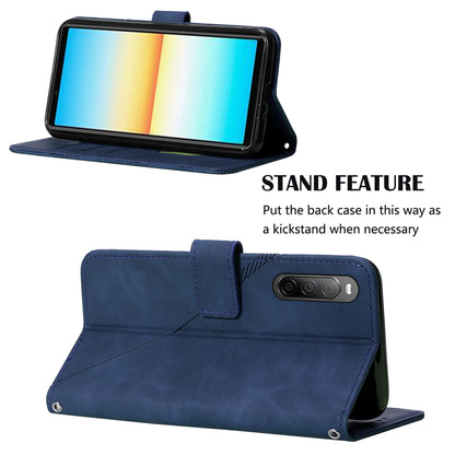 YB Imprinting Series-2 For Sony Xperia 10 V Phone Leather Case Wallet Stand Imprinted Line Cover