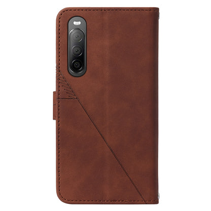 YB Imprinting Series-2 For Sony Xperia 10 V Phone Leather Case Wallet Stand Imprinted Line Cover