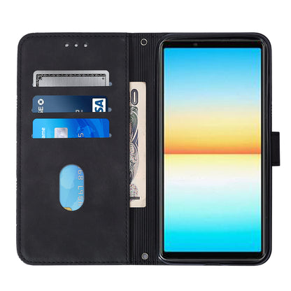 YB Imprinting Series-2 For Sony Xperia 10 V Phone Leather Case Wallet Stand Imprinted Line Cover