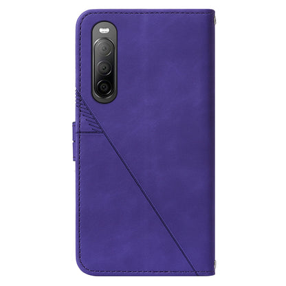 YB Imprinting Series-2 For Sony Xperia 10 V Phone Leather Case Wallet Stand Imprinted Line Cover