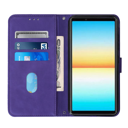 YB Imprinting Series-2 For Sony Xperia 10 V Phone Leather Case Wallet Stand Imprinted Line Cover