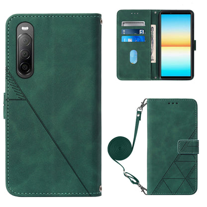 YB Imprinting Series-2 For Sony Xperia 10 V Phone Leather Case Wallet Stand Imprinted Line Cover