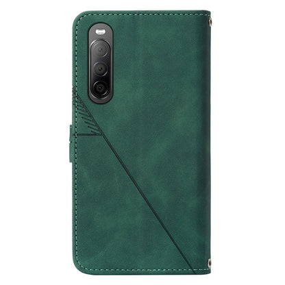 YB Imprinting Series-2 For Sony Xperia 10 V Phone Leather Case Wallet Stand Imprinted Line Cover