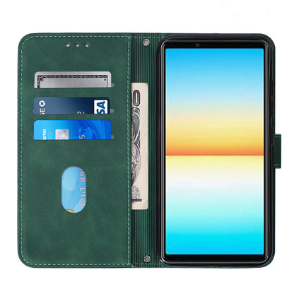 YB Imprinting Series-2 For Sony Xperia 10 V Phone Leather Case Wallet Stand Imprinted Line Cover