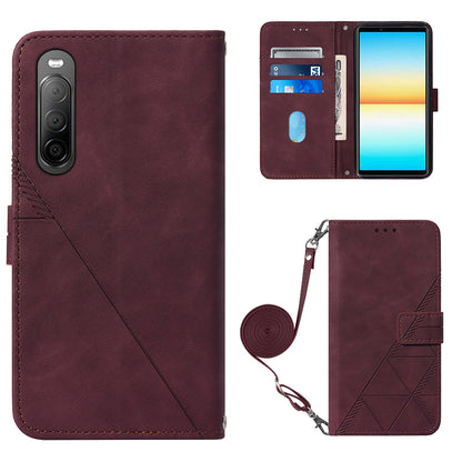 YB Imprinting Series-2 For Sony Xperia 10 V Phone Leather Case Wallet Stand Imprinted Line Cover
