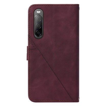 YB Imprinting Series-2 For Sony Xperia 10 V Phone Leather Case Wallet Stand Imprinted Line Cover