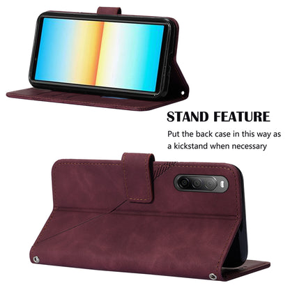 YB Imprinting Series-2 For Sony Xperia 10 V Phone Leather Case Wallet Stand Imprinted Line Cover