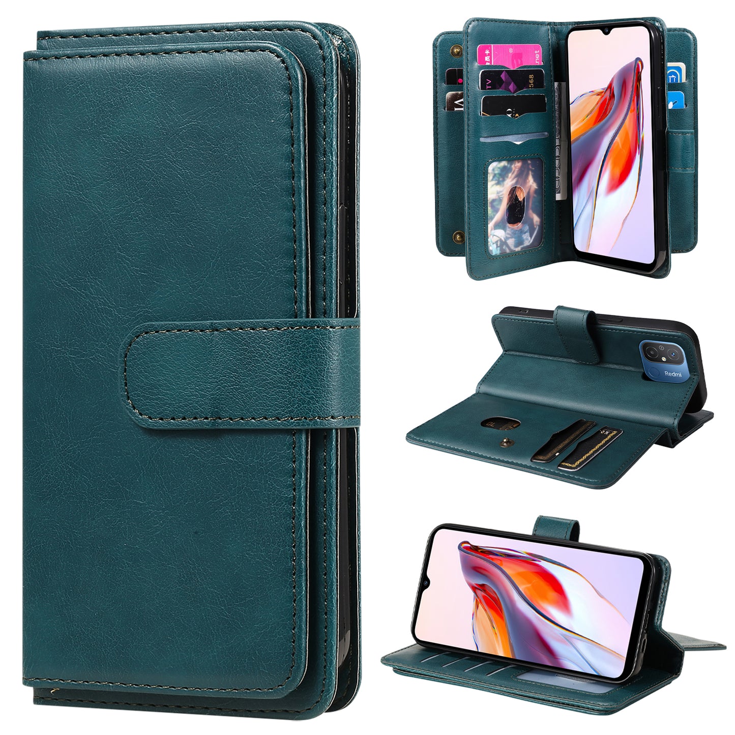 KT Multi-functional Series-1 for Xiaomi Redmi 12C 4G / 11A 4G Leather Phone Cover 10 Card Slots Stand Wallet Case