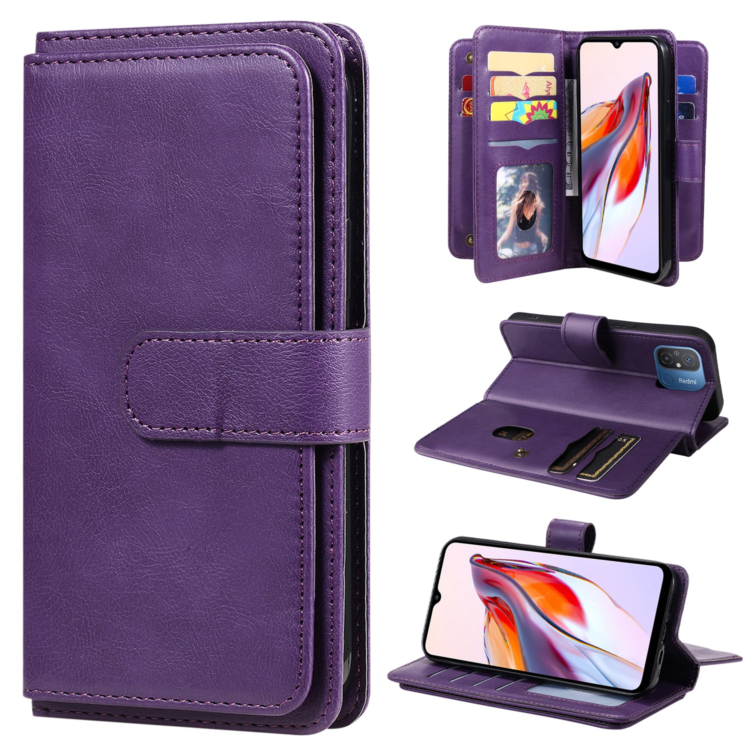 KT Multi-functional Series-1 for Xiaomi Redmi 12C 4G / 11A 4G Leather Phone Cover 10 Card Slots Stand Wallet Case