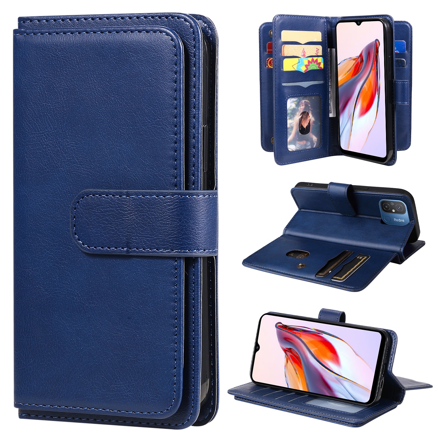 KT Multi-functional Series-1 for Xiaomi Redmi 12C 4G / 11A 4G Leather Phone Cover 10 Card Slots Stand Wallet Case