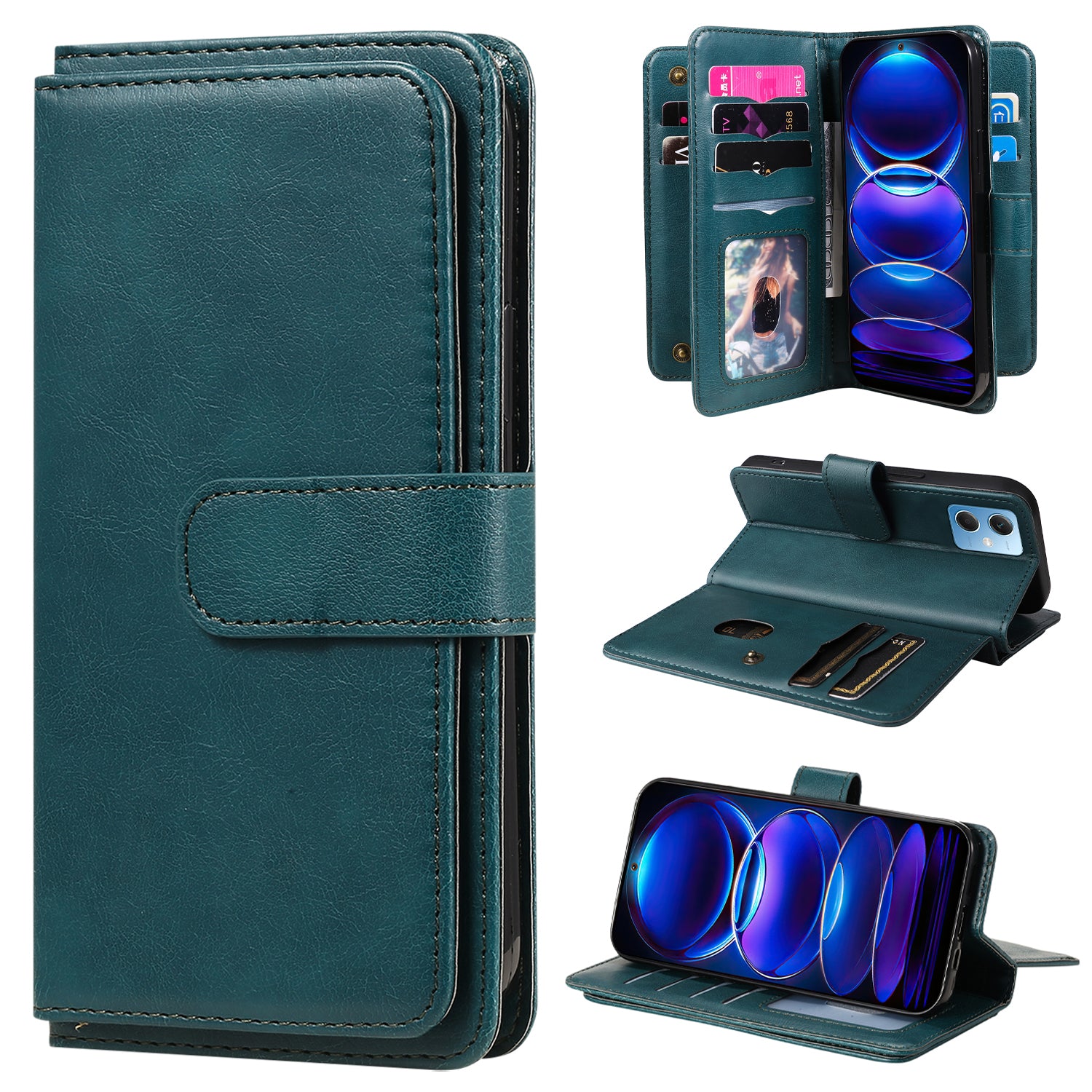 Phone Case for Xiaomi Redmi Note 12 5G (India) / (China) / (Global) / Poco X5 5G KT Multi-functional Series-1 10 Card Slots Leather Cover