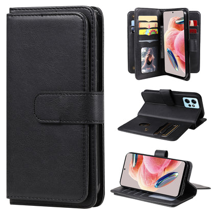 KT Multi-functional Series-1 for Xiaomi Redmi Note 12 4G Wallet Leather Case 10 Card Slots Stand Phone Cover