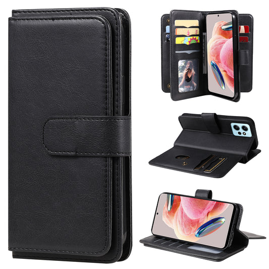 KT Multi-functional Series-1 for Xiaomi Redmi Note 12 4G Wallet Leather Case 10 Card Slots Stand Phone Cover