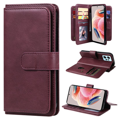 KT Multi-functional Series-1 for Xiaomi Redmi Note 12 4G Wallet Leather Case 10 Card Slots Stand Phone Cover