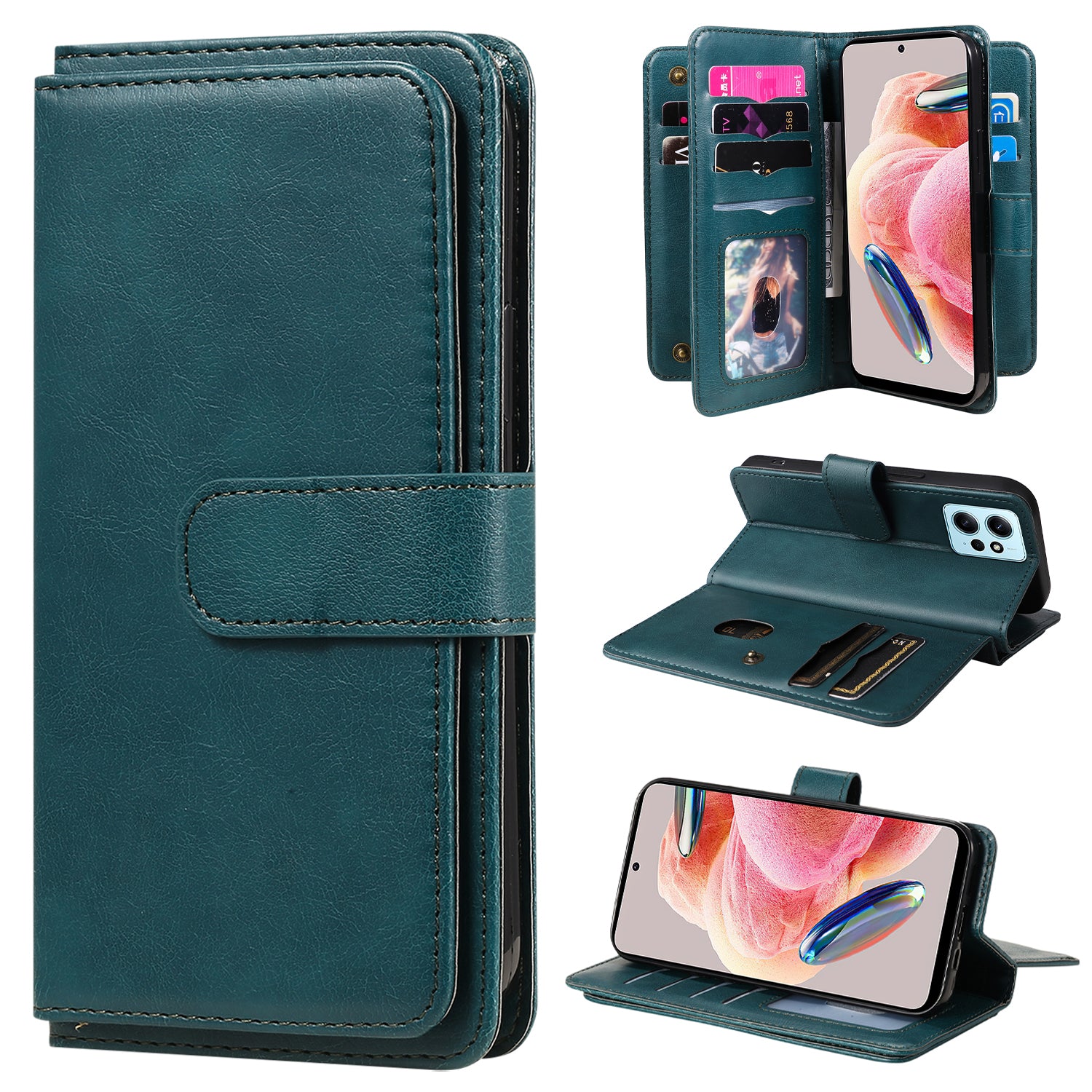 KT Multi-functional Series-1 for Xiaomi Redmi Note 12 4G Wallet Leather Case 10 Card Slots Stand Phone Cover