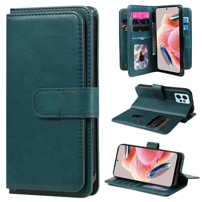KT Multi-functional Series-1 for Xiaomi Redmi Note 12 4G Wallet Leather Case 10 Card Slots Stand Phone Cover