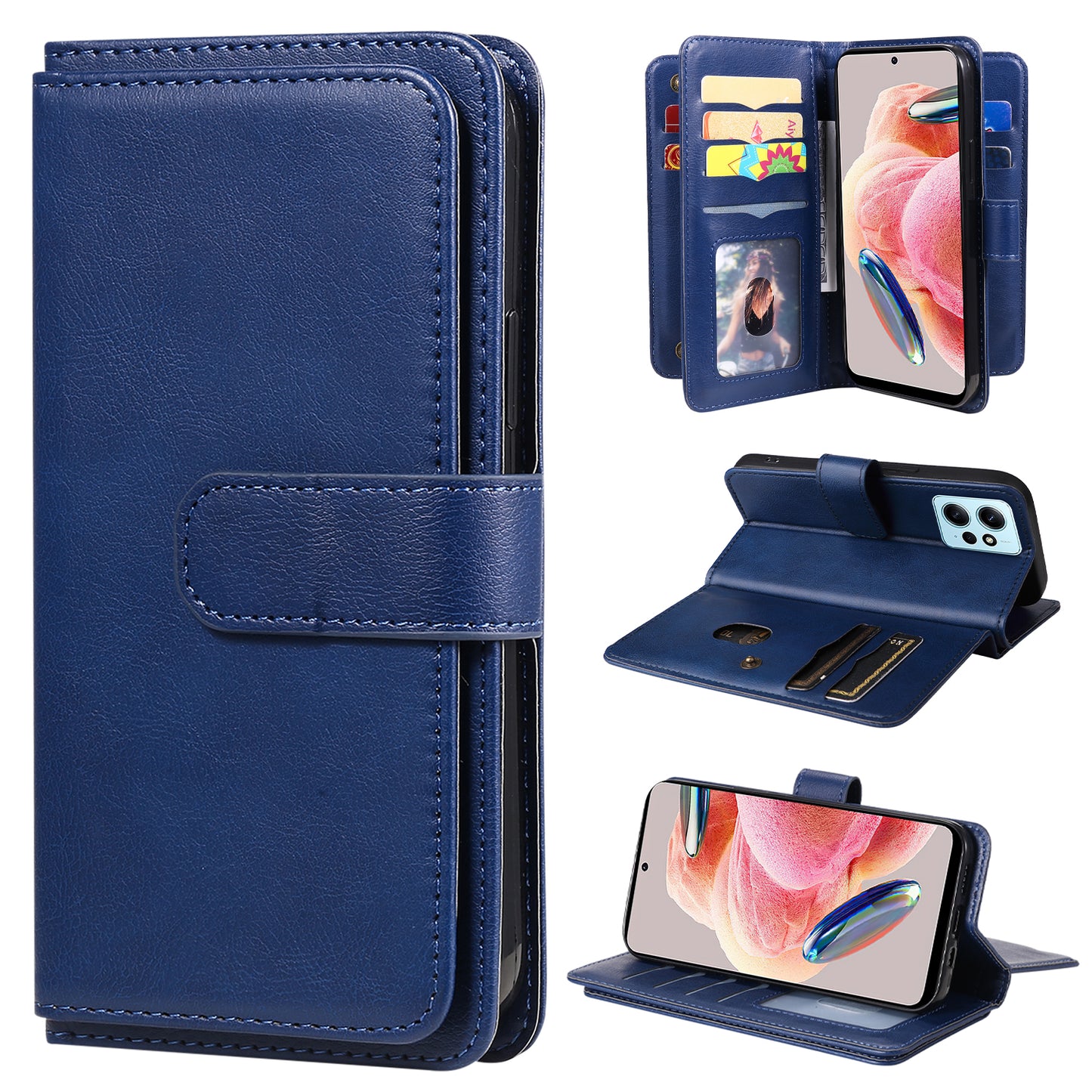 KT Multi-functional Series-1 for Xiaomi Redmi Note 12 4G Wallet Leather Case 10 Card Slots Stand Phone Cover