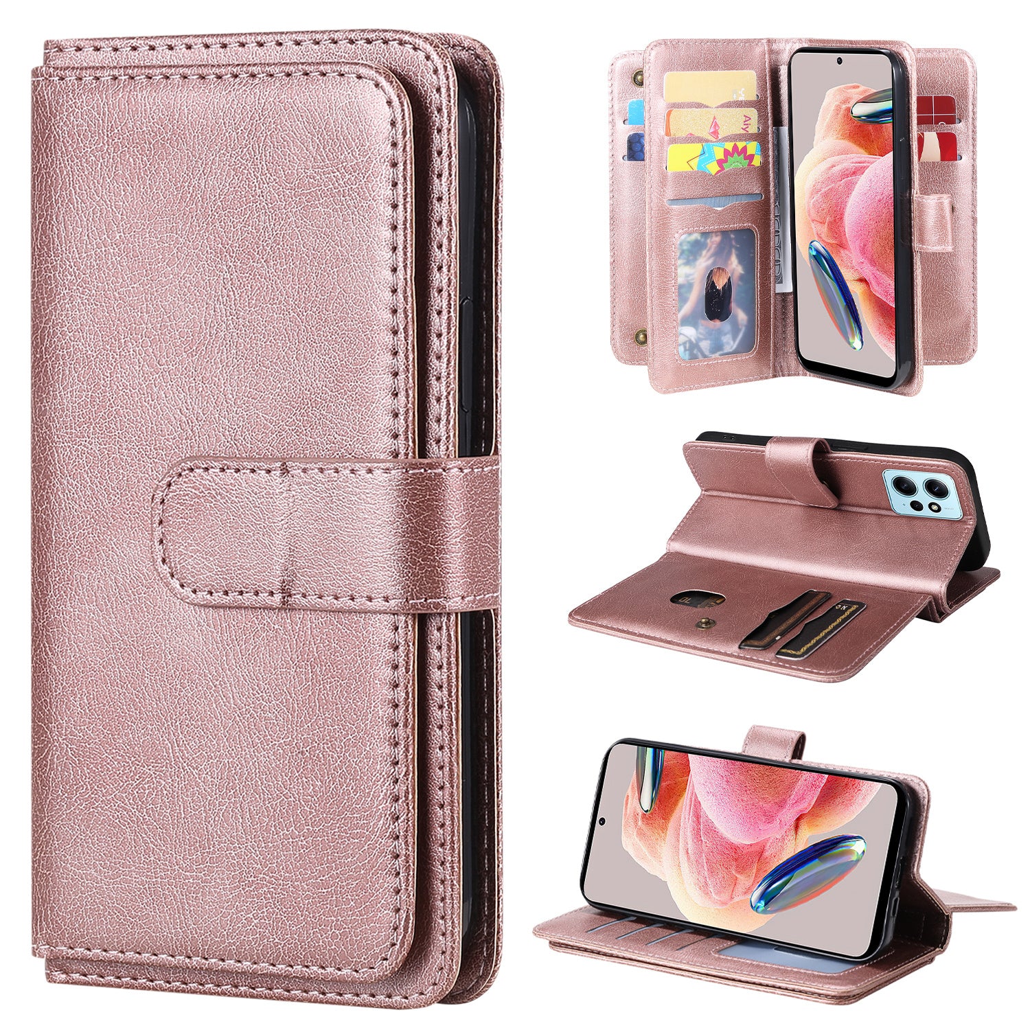 KT Multi-functional Series-1 for Xiaomi Redmi Note 12 4G Wallet Leather Case 10 Card Slots Stand Phone Cover