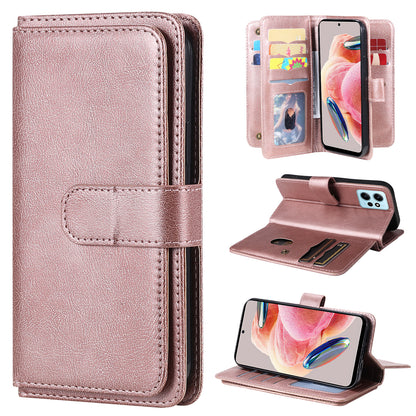 KT Multi-functional Series-1 for Xiaomi Redmi Note 12 4G Wallet Leather Case 10 Card Slots Stand Phone Cover