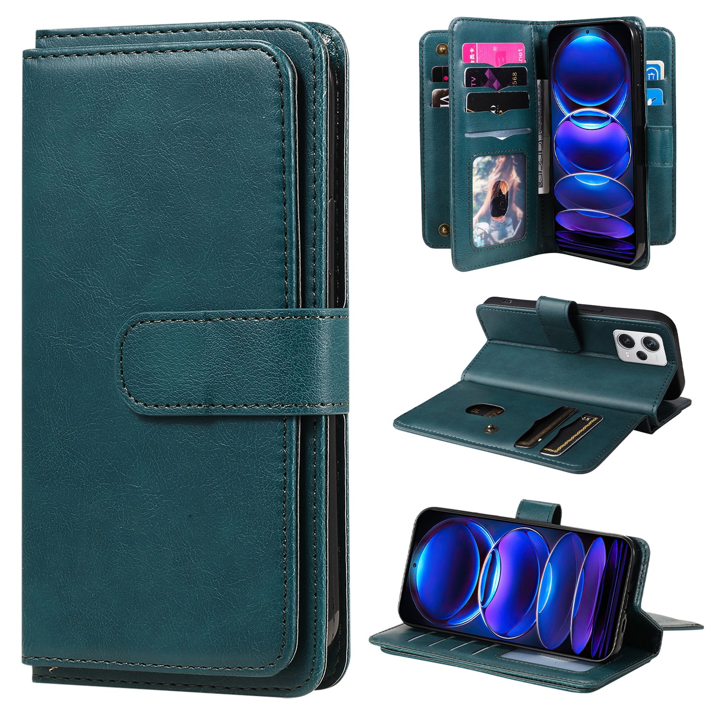 Leather Case for Xiaomi Poco X5 Pro 5G /  Xiaomi Redmi Note 12 Pro Speed 5G / Note 12 Pro 5G KT Multi-functional Series-1 10 Card Slots Phone Cover