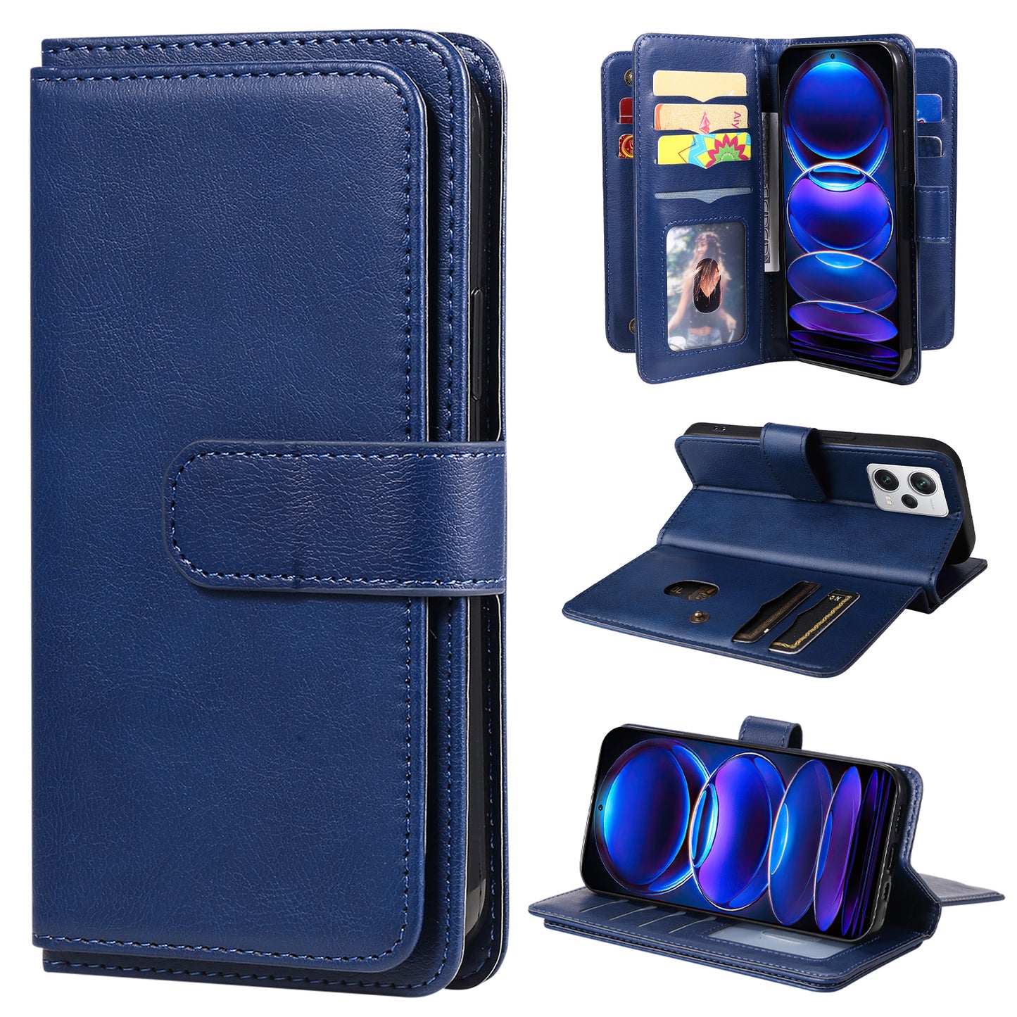 Leather Case for Xiaomi Poco X5 Pro 5G /  Xiaomi Redmi Note 12 Pro Speed 5G / Note 12 Pro 5G KT Multi-functional Series-1 10 Card Slots Phone Cover