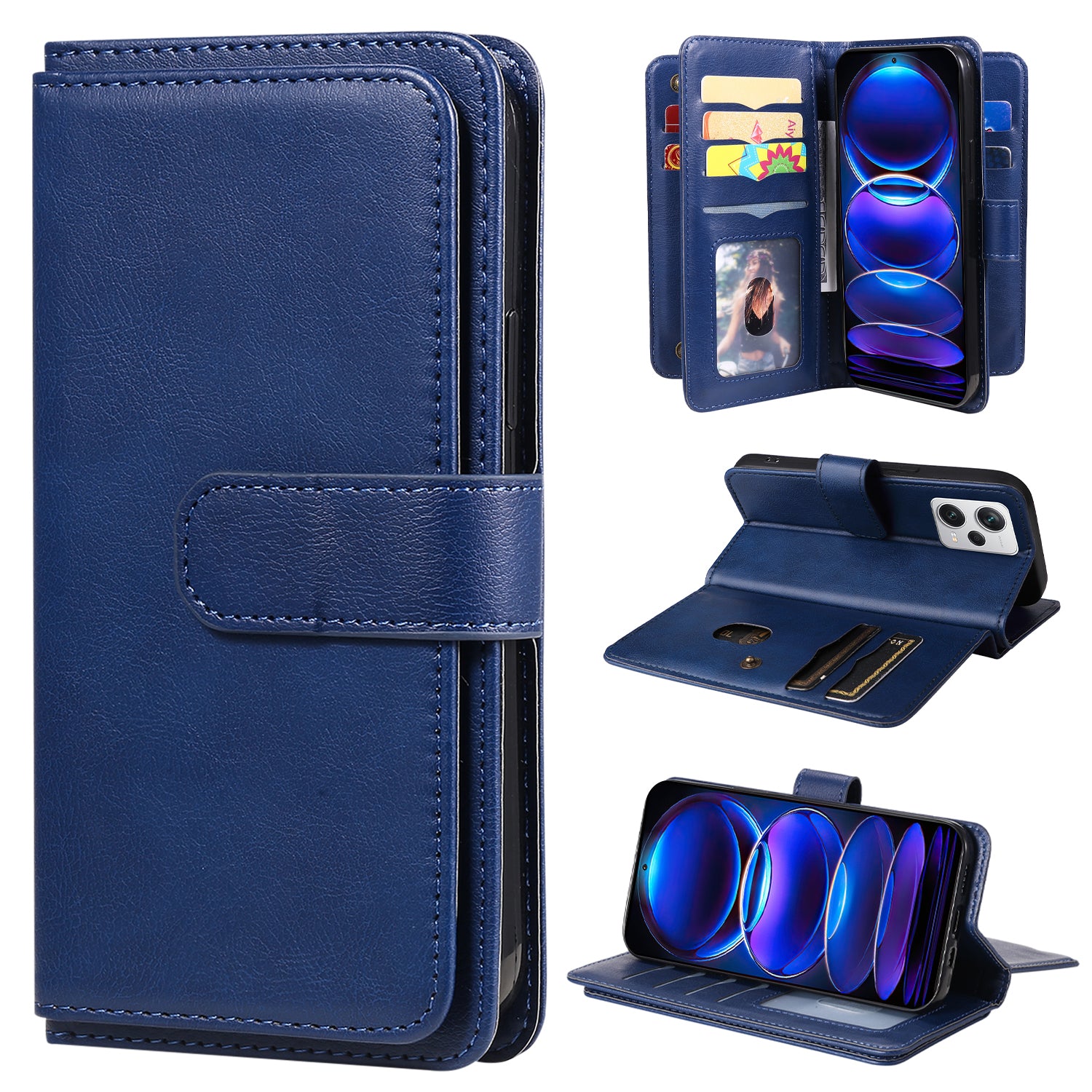 Leather Case for Xiaomi Poco X5 Pro 5G /  Xiaomi Redmi Note 12 Pro Speed 5G / Note 12 Pro 5G KT Multi-functional Series-1 10 Card Slots Phone Cover