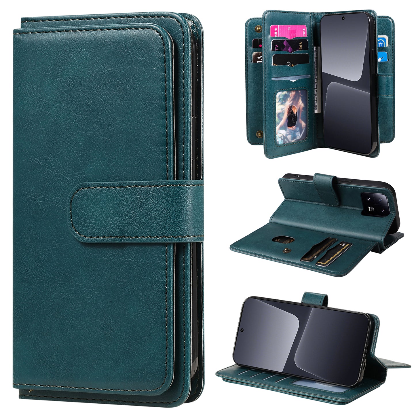 KT Multi-functional Series-1 for Xiaomi 13 Pro 5G Leather Case Stand Wallet Phone Cover with 10 Card Slots
