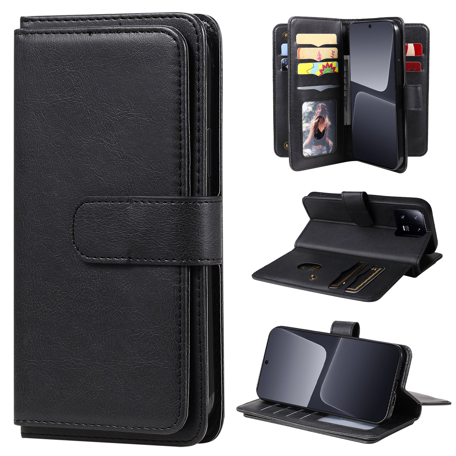 KT Multi-functional Series-1 for Xiaomi 13 Pro 5G Leather Case Stand Wallet Phone Cover with 10 Card Slots