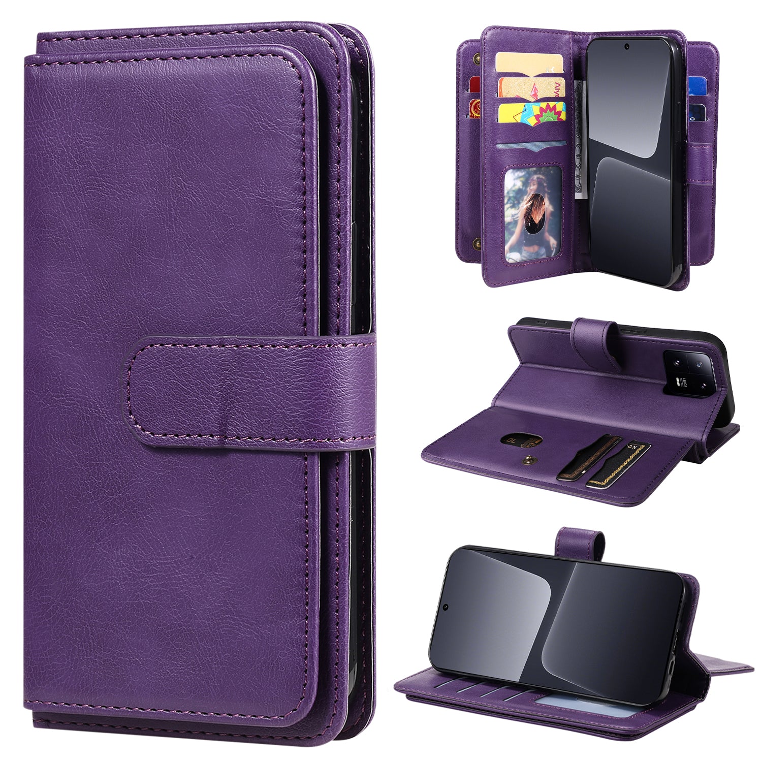 KT Multi-functional Series-1 for Xiaomi 13 Pro 5G Leather Case Stand Wallet Phone Cover with 10 Card Slots