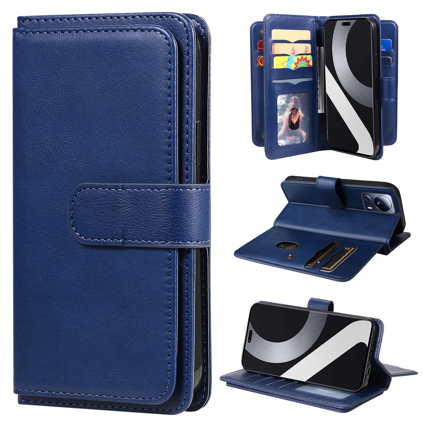 KT Multi-functional Series-1 for Xiaomi 13 Lite / Civi 2 5G Wallet Phone Cover 10 Card Slots Leather Stand Case