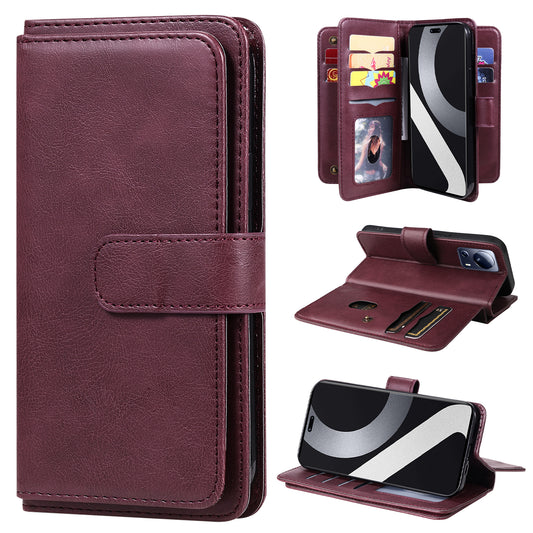 KT Multi-functional Series-1 for Xiaomi 13 Lite / Civi 2 5G Wallet Phone Cover 10 Card Slots Leather Stand Case