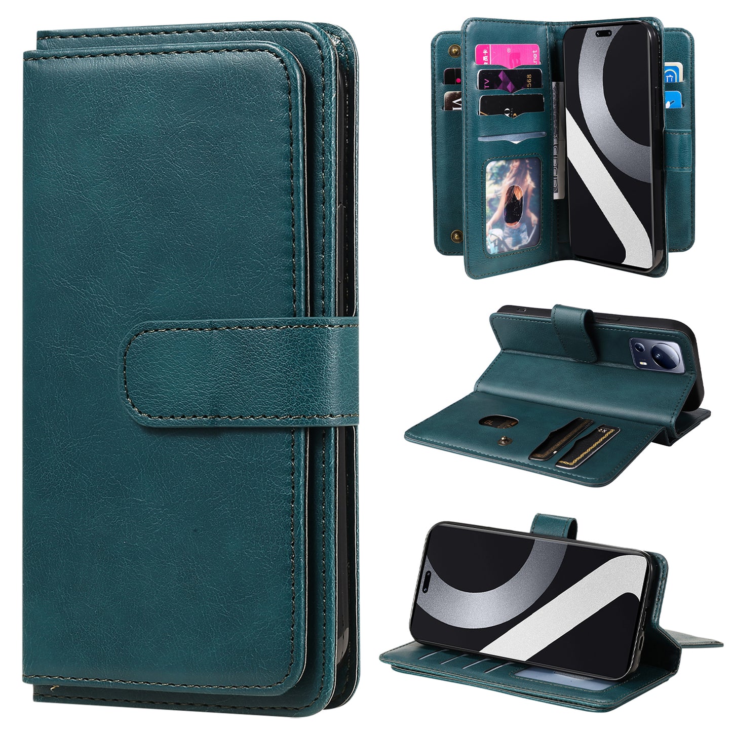 KT Multi-functional Series-1 for Xiaomi 13 Lite / Civi 2 5G Wallet Phone Cover 10 Card Slots Leather Stand Case
