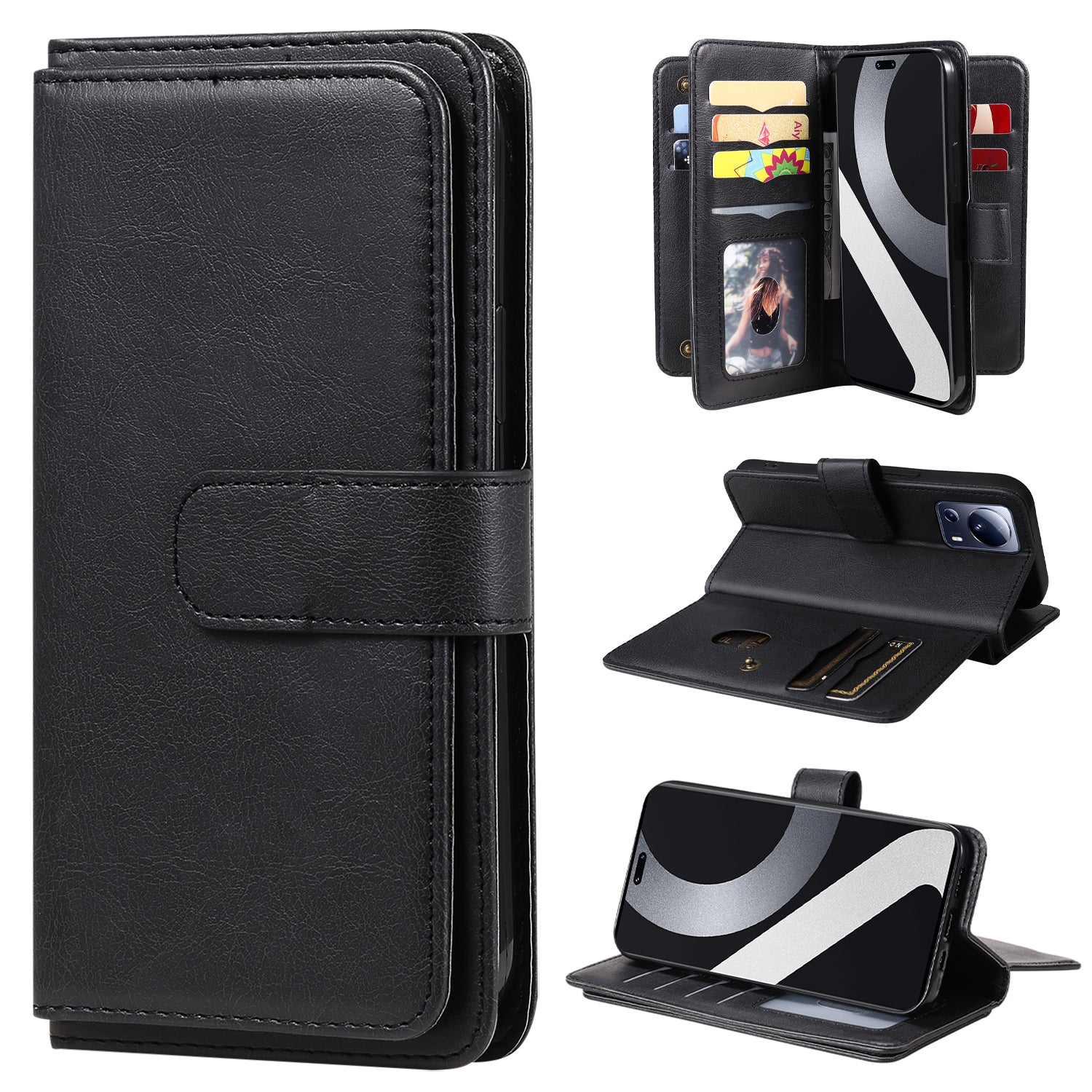 KT Multi-functional Series-1 for Xiaomi 13 Lite / Civi 2 5G Wallet Phone Cover 10 Card Slots Leather Stand Case
