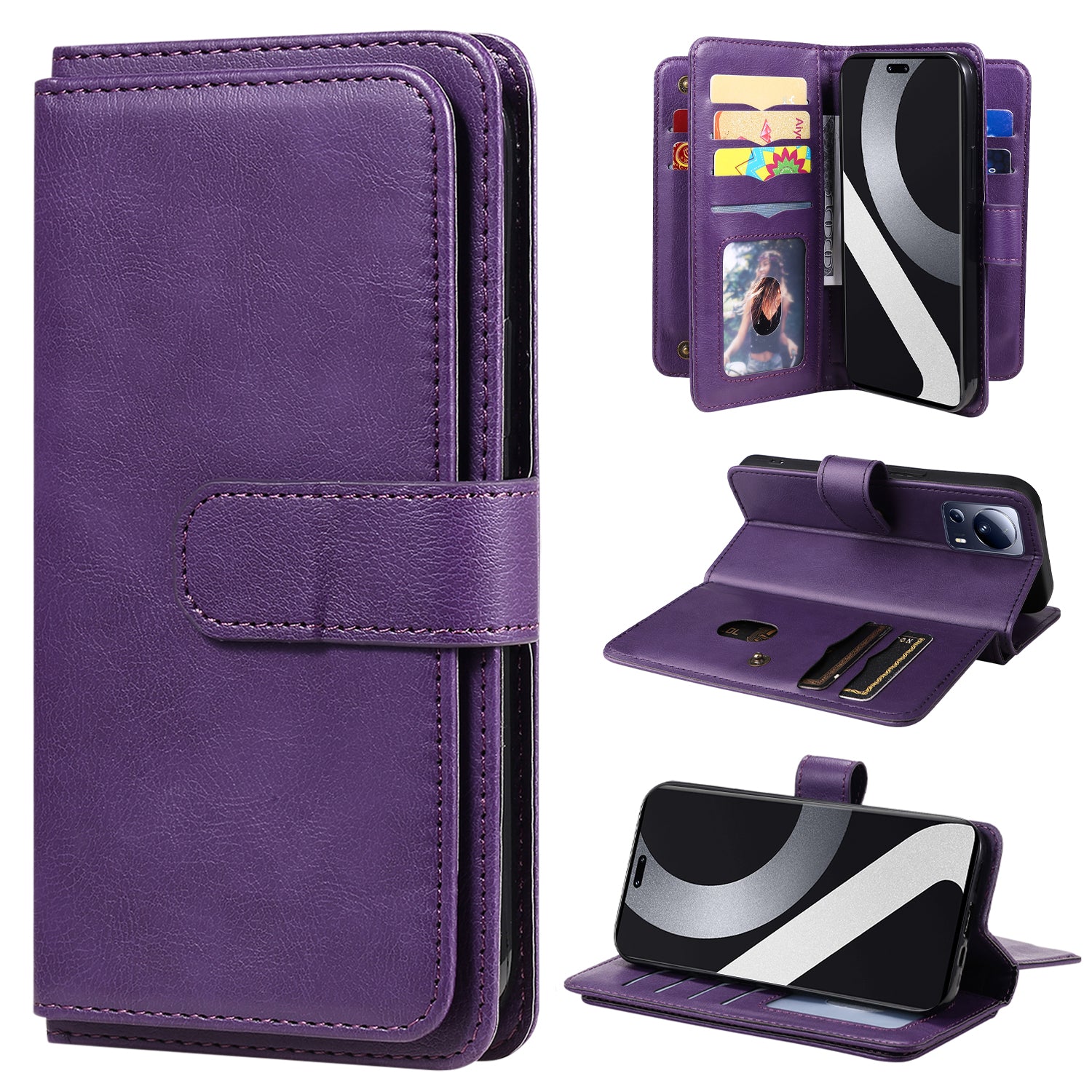 KT Multi-functional Series-1 for Xiaomi 13 Lite / Civi 2 5G Wallet Phone Cover 10 Card Slots Leather Stand Case