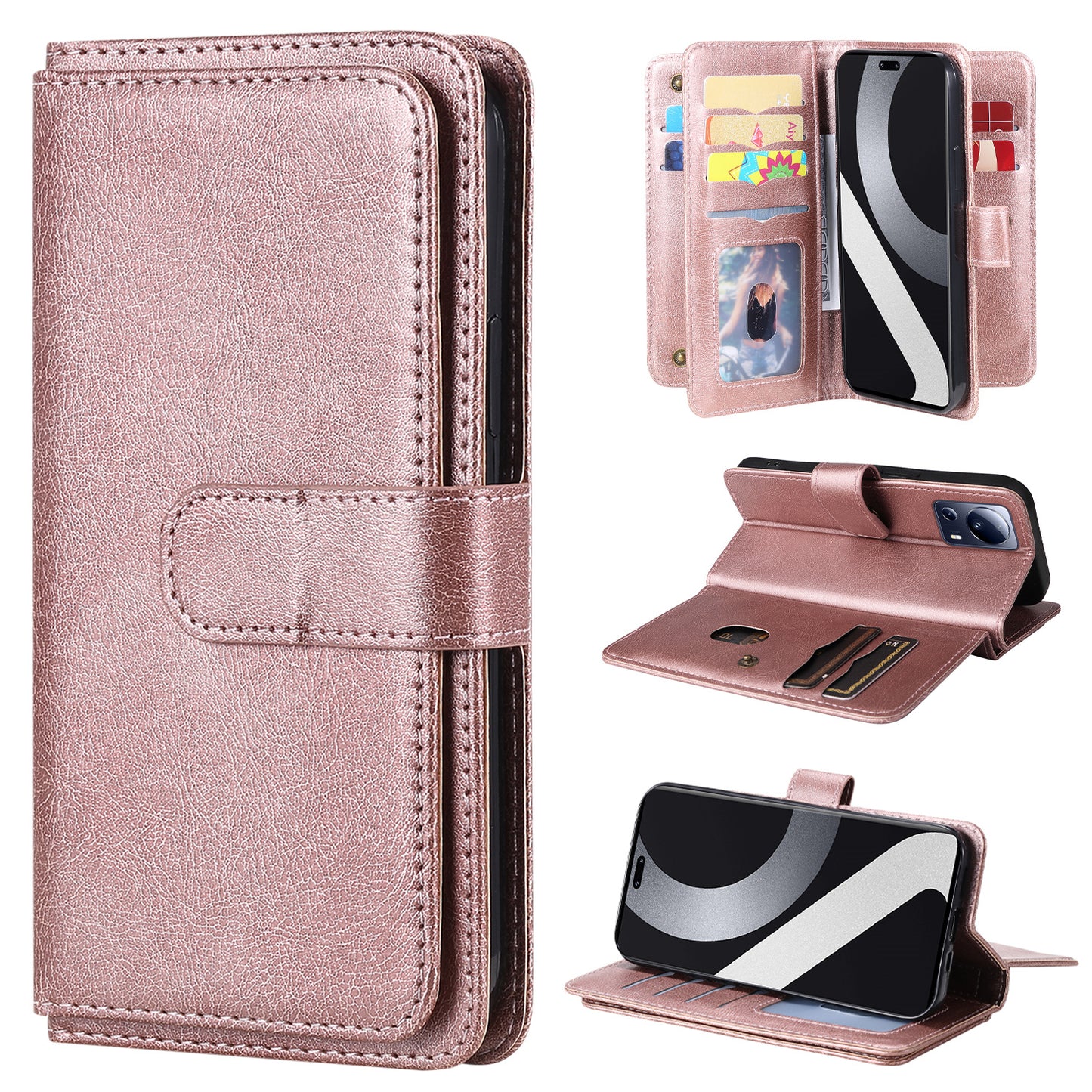 KT Multi-functional Series-1 for Xiaomi 13 Lite / Civi 2 5G Wallet Phone Cover 10 Card Slots Leather Stand Case