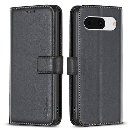 BINFEN COLOR BF17 For Google Pixel 8 Leather Stand Case Cell Phone Wallet Protective Cover