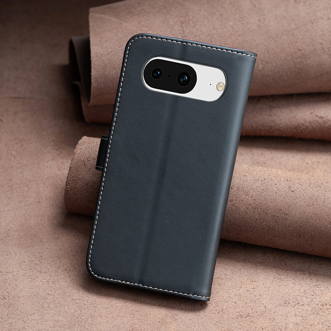 BINFEN COLOR BF17 For Google Pixel 8 Leather Stand Case Cell Phone Wallet Protective Cover